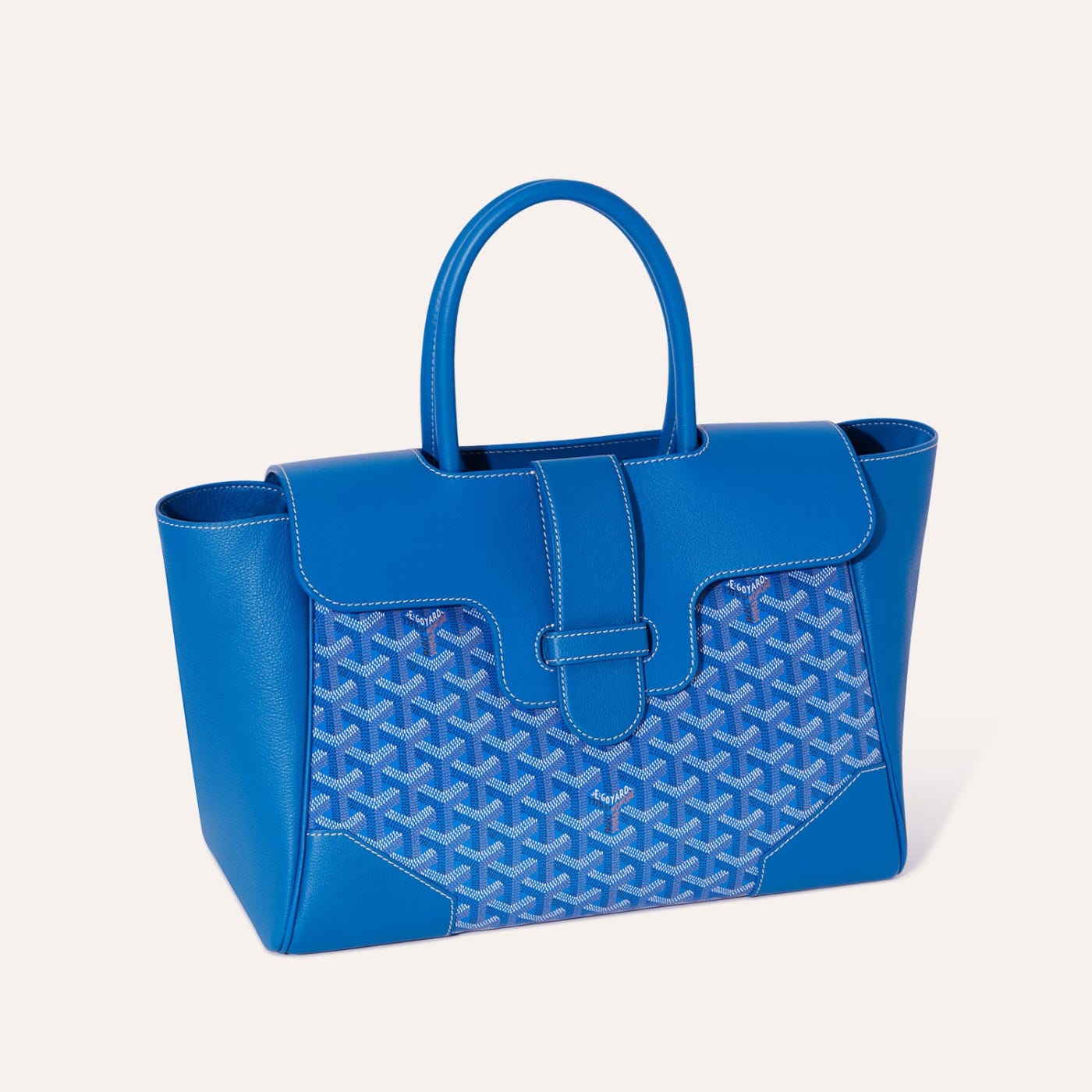 Goyard Saigon Tote Sky Blue Goyardine Canvas Palladium Hardware - Image 3